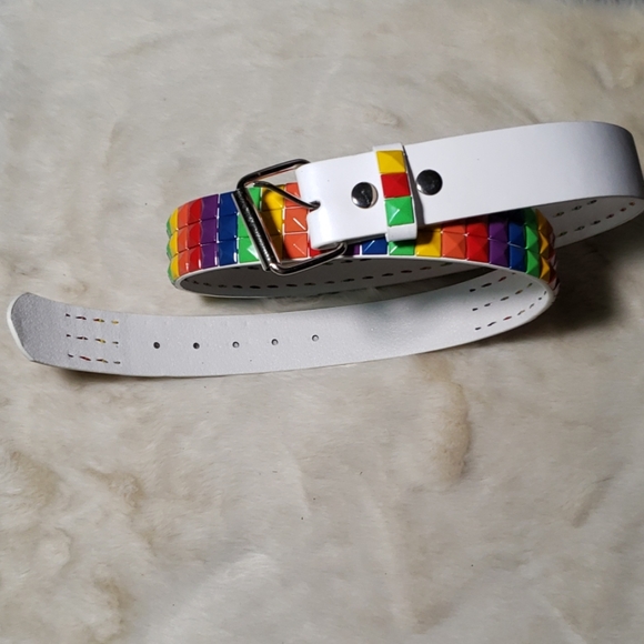 Rainbow Genuine leather white based belts - Picture 2 of 5